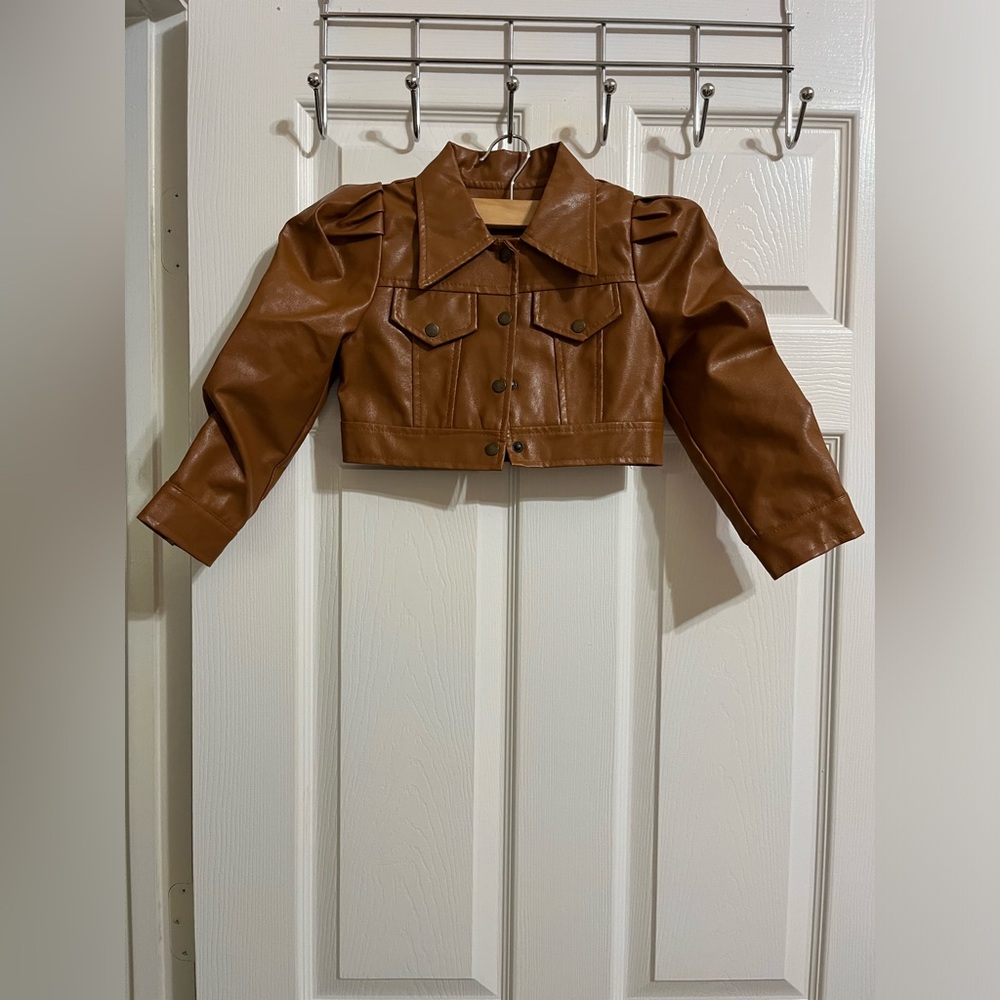 (W) Brown Leather Jacket for girls